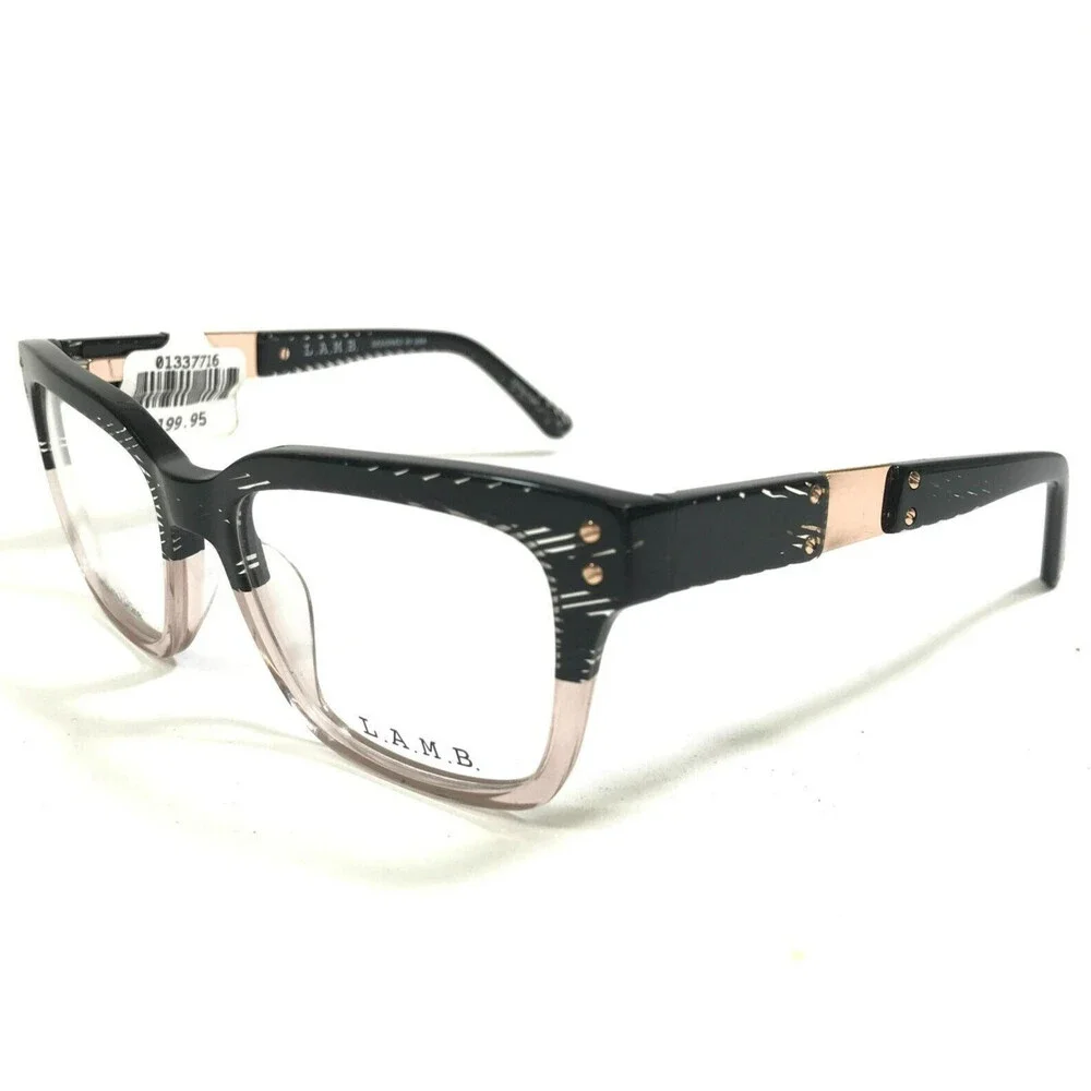L.A.M.B Eyeglasses Frames LA045 BLK Black Pink Cat Eye Thick Rim 52-18-140
